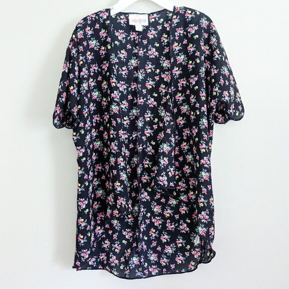 Lularoe Girls Bianka Floral Semi Sheer Kimono 1 - Picture 2 of 5